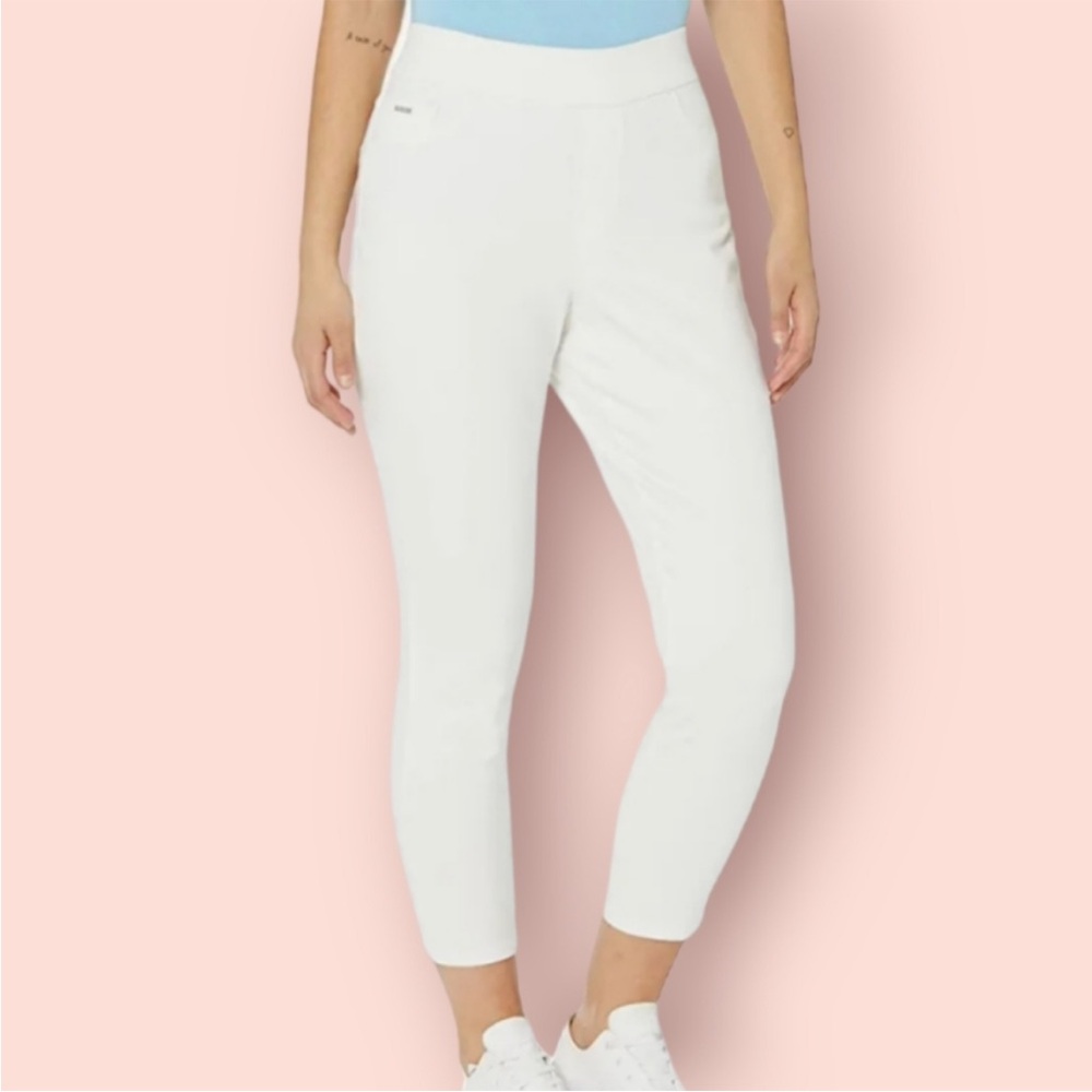 Nine West Women's Heidi Pull on White Skinny Crop Jeans Pure Luxe